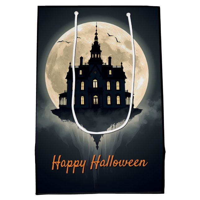 Sacola Para Presentes Média Moonlit Manor Halloween  (Verso)