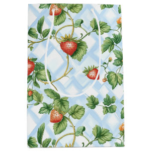 Sacola Para Presentes Média Morango Encantador e Pasta Folha - Vintage