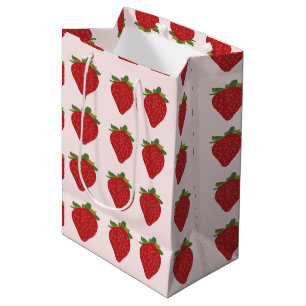 Sacola Para Presentes Média Morango Fruta Morango Fresco de Verão