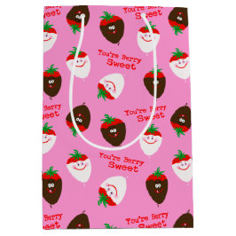 Sacola Para Presentes Média Morangos Dipados De Chocolate De dia de os namorad