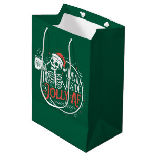 Sacola Para Presentes Média Morto por Dentro Mas Alegre Crânio do Papai Noel N