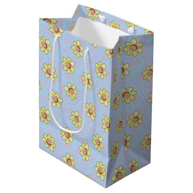 Sacola Para Presentes Média Morty Flower Pattern (Frente inclinada)