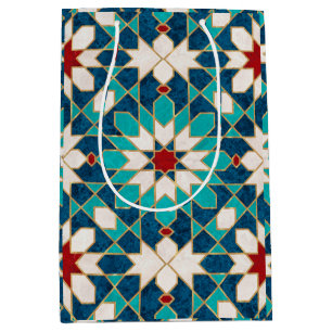 Sacola Para Presentes Média Mosaico marmorense Marinho azul vermelho branco ve