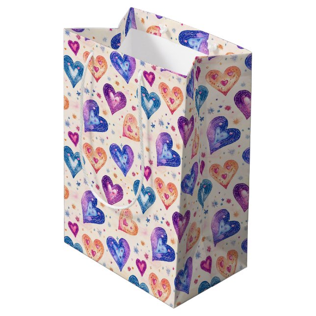 Sacola Para Presentes Média motif coeurs (Verso inclinado)