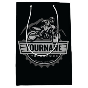 Sacola Para Presentes Média Motocross Rider Rider Ringue Personalizada da Corr
