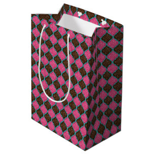 Sacola Para Presentes Média MQF Sequins-Cor-de-Rosa-Chocolate-Aqua-GIFT BAG