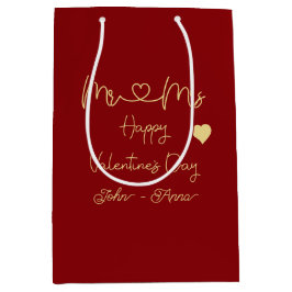 Sacola Para Presentes Média Mr & Mrs Happy Valentine's Day Gift Bag
