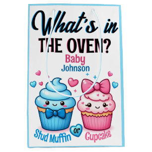 Sacola Para Presentes Média Muffin recheado ou rosa-Cupcake ou azul Revolução