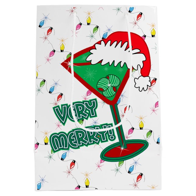 Sacola Para Presentes Média Muito Feliz! Papel de moldagem de Martini Natal (Verso)