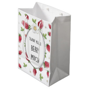 Sacola Para Presentes Média Muito Obrigado Berry Strawberry