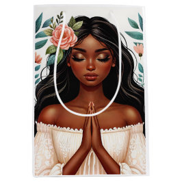 Sacola Para Presentes Média Mulher afro-americana rezando