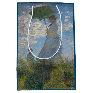 Sacola Para Presentes Média Mulher com Parasol Paisagem Francesa