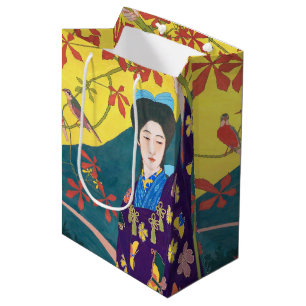 Sacola Para Presentes Média Mulher do Jardim Flor, Goyō Hashiguchi
