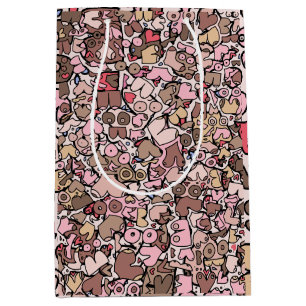 Sacola Para Presentes Média mulher neutra com padrão mamário