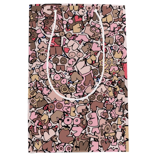 Sacola Para Presentes Média mulher neutra com padrão mamário (Frente)