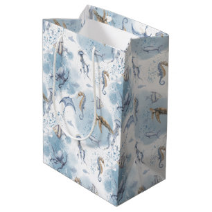 Sacola Para Presentes Média Mundo Subaquático Caprichoso – Padrão de Criaturas