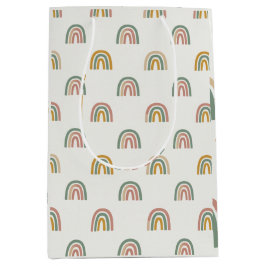 Sacola Para Presentes Média Muted boho rainbow scandi pattern 