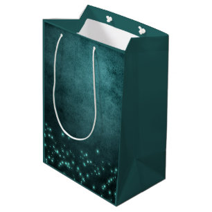 Sacola Para Presentes Média Mystic Twilight Stars Brilho verde-claro profund