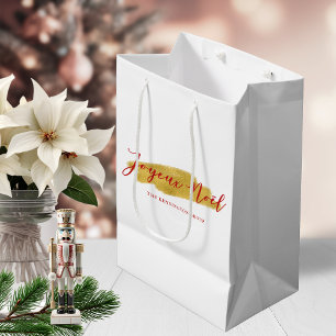 Sacola Para Presentes Média Na moda Chic Gold Foil Joyeux Noel Natal