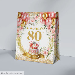 Sacola Para Presentes Média Na moda Dourado Número 80 Birthday Boho Glitter Ba