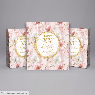 Sacola Para Presentes Média Na moda Dusty Pink Watercolor 70 Bag Aniversário