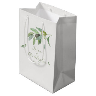 Sacola Para Presentes Média Na moda Toscânia Coloração aquática Branch de Folh
