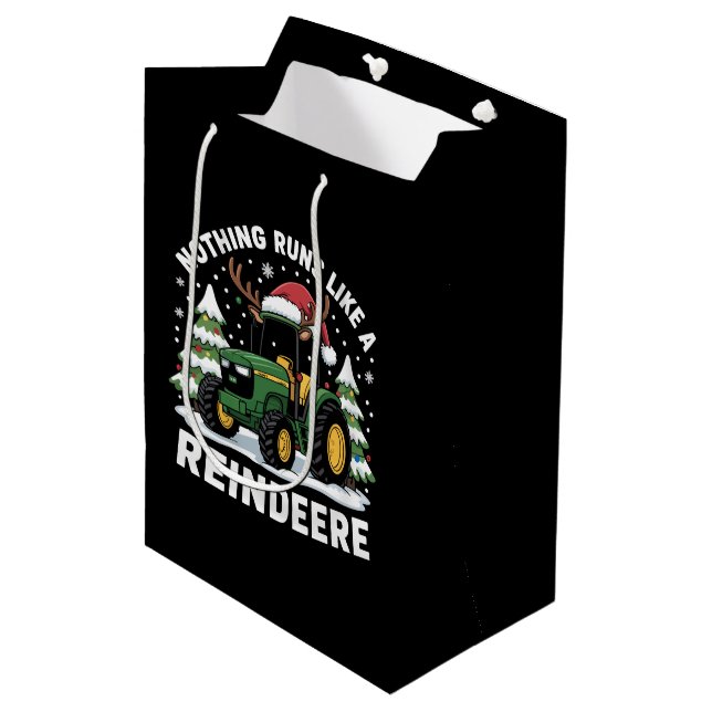 Sacola Para Presentes Média Nada funciona como um trator de Natal de rena (Frente inclinada)