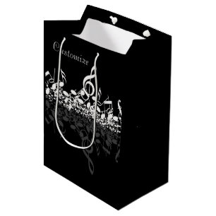 Sacola Para Presentes Média Nada, Mas Treble White Music Notes Gift Bag