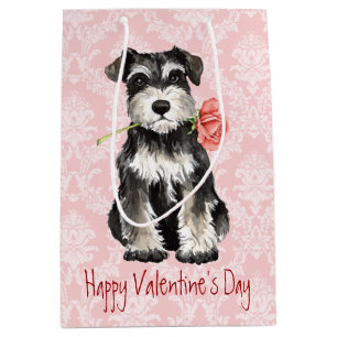 Sacola Para Presentes Média Namorados Rosa Mini Schnauzer