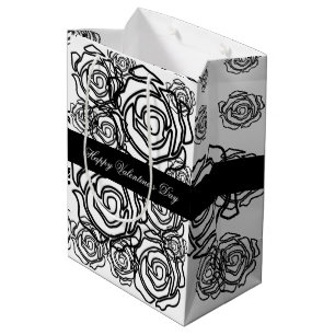 Sacola Para Presentes Média 'Namorados Rosa Negrito' (b/p) Saco de Presente Mé