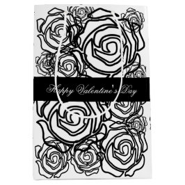 Sacola Para Presentes Média 'Namorados Rosa Negrito' (b/p) Saco de Presente Mé