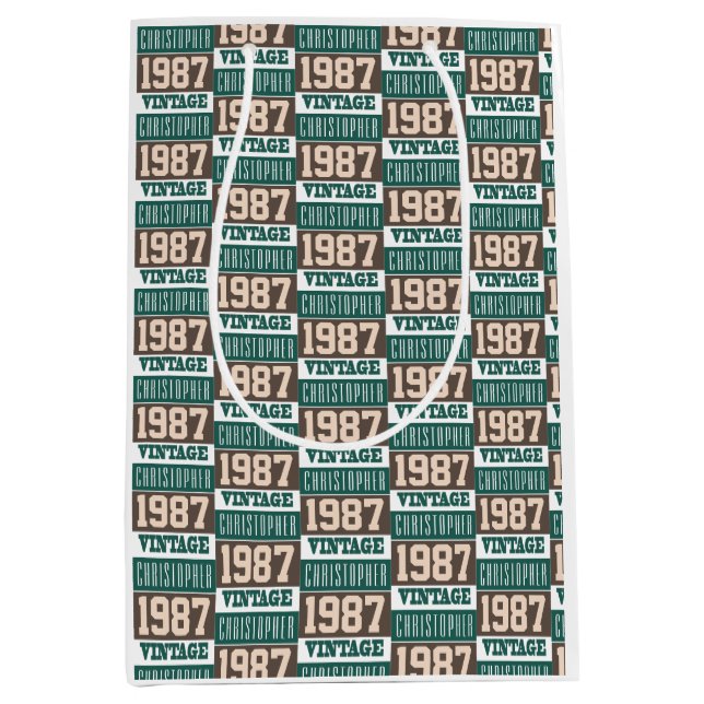 Sacola Para Presentes Média Nascer em 1987 com nome cristão (Frente)