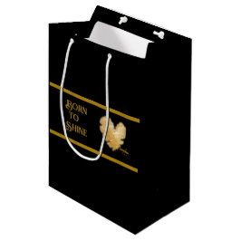 Sacola Para Presentes Média Nascer para Brilhar preto e Dourado Saco de Presen