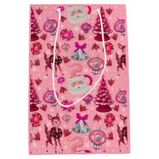 Sacola Para Presentes Média Natais vintages com barra de presentes