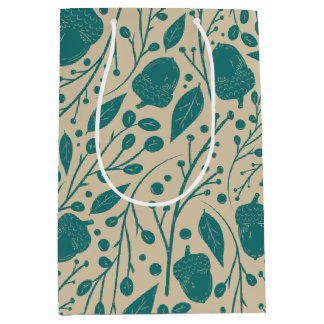 Sacola Para Presentes Média Natais vintages Cozy Azul Bliss