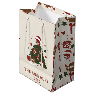 Sacola Para Presentes Média Natal Americano de Futebol Personalizado