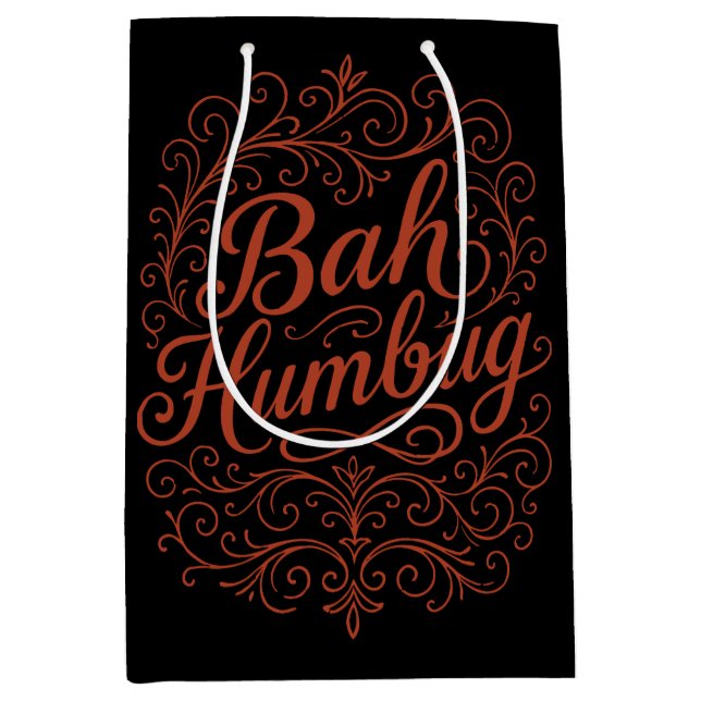 Sacola Para Presentes Média Natal Bah Humbug (Frente)