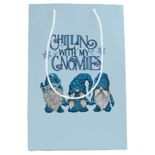 Sacola Para Presentes Média Natal Blue Winter Trio Chillin Com Meus Gnomos