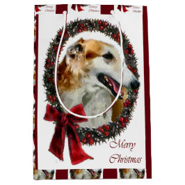 Sacola Para Presentes Média Natal Borzoi