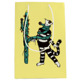 Sacola Para Presentes Média Natal Cat E Cactus Weird Xmas