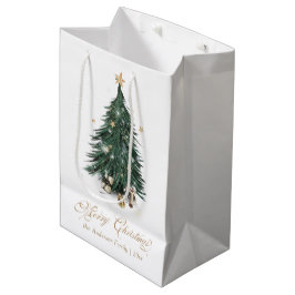 Sacola Para Presentes Média Natal Clássico Branco e Dourado