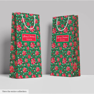 Sacola Para Presentes Média Natal colorido vermelho rosa quente verde préppy
