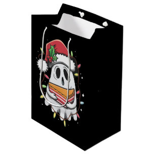 Sacola Para Presentes Média Natal Cute Fantasma Papai Noel Festa Xmas Feriado