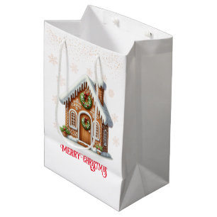 Sacola Para Presentes Média Natal da Casa de Pão Gingerido