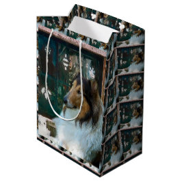 Sacola Para Presentes Média Natal da Rough Collie