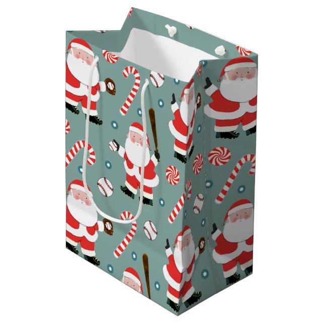 Sacola Para Presentes Média Natal de Beisebol (Frente inclinada)