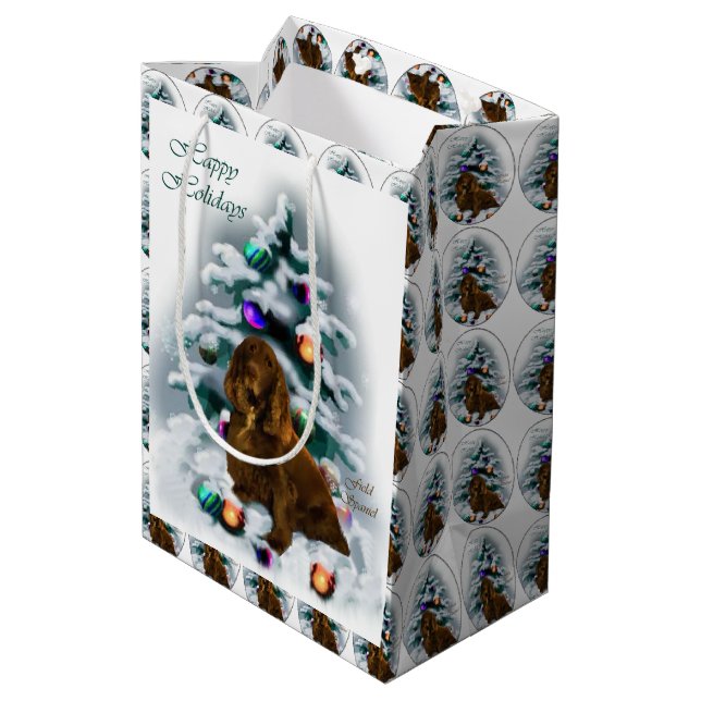 Sacola Para Presentes Média Natal de Espanhol de Campo (Verso inclinado)