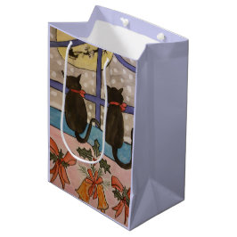 Sacola Para Presentes Média Natal de Gato Negro