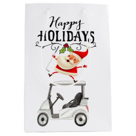 Sacola Para Presentes Média Natal de Golfe com Papai Noel