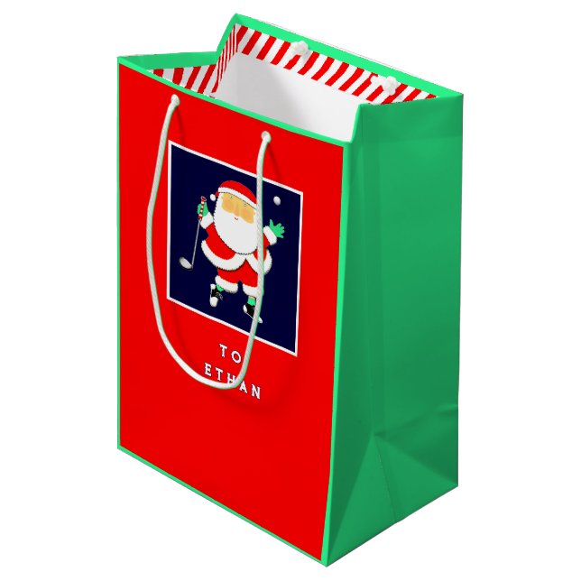Sacola Para Presentes Média Natal de Golfe Feriado (Frente inclinada)